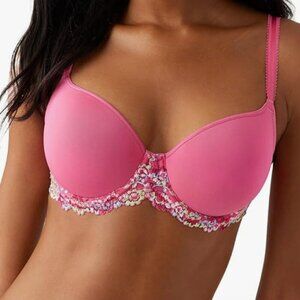 NWT Wacoal Women's Embrace Lace Contour Bra, hot pink/multi 34DD
